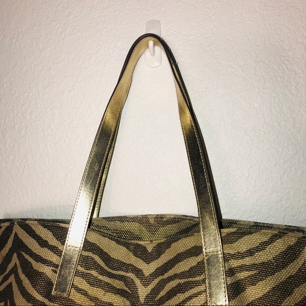Michael Kors Gold Zebra Print Shoulder Bag - Picture 3 of 8